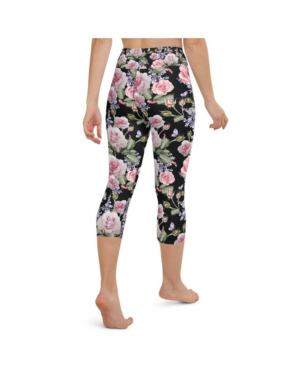 Watercolor Roses & Lavender Yoga Capris Gearbunch