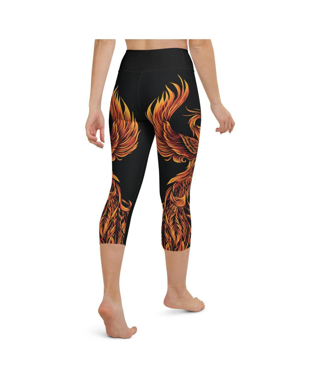 Womens Yoga Capris Phoenix Black/Orange/Red | Gearbunch.com