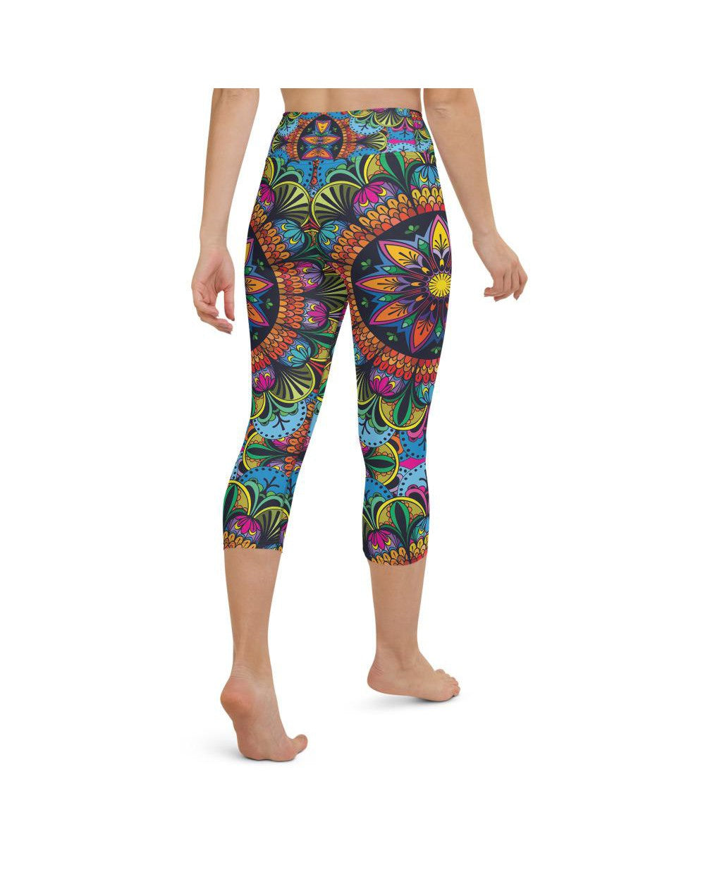 Womens Yoga Capris Colorful Mandala Red/Blue/Yellow | Gearbunch.com