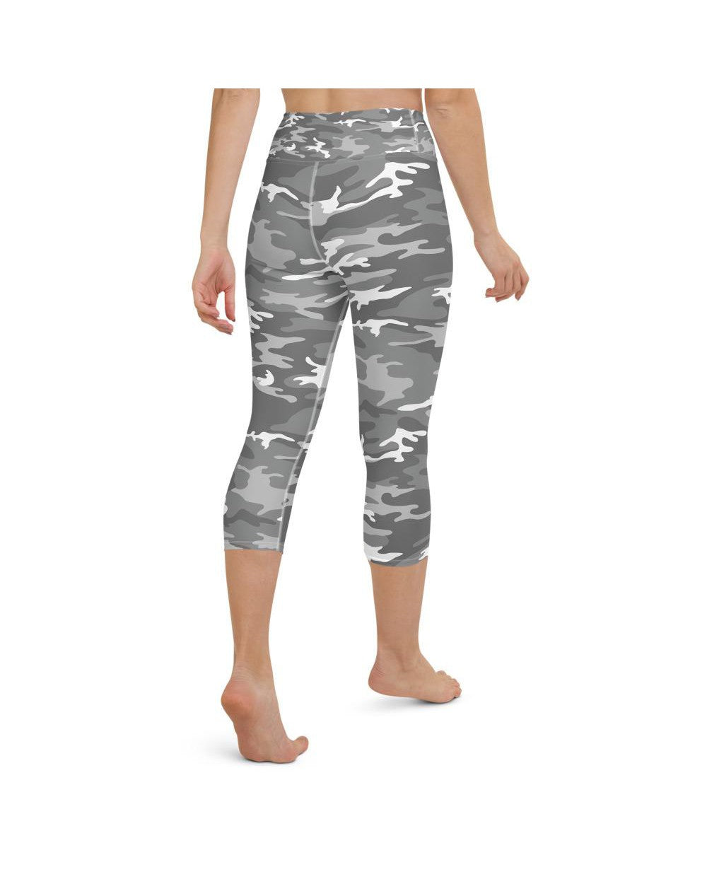 Womens Yoga Capris Light Grey Camo Grey/White | Gearbunch.com