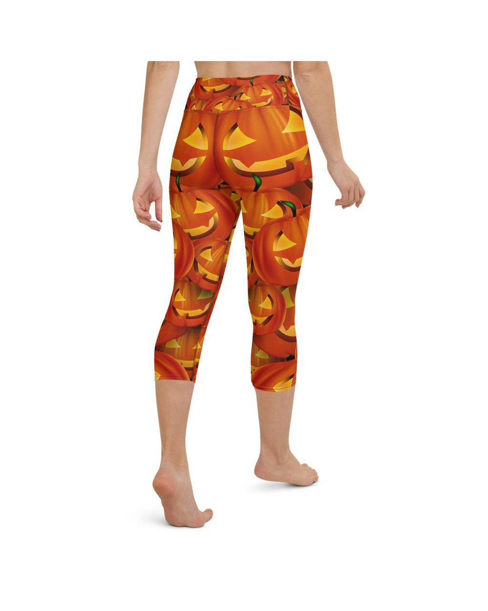 Womens Yoga Capris Halloween Pumpkin Orange/Yellow | Gearbunch.com