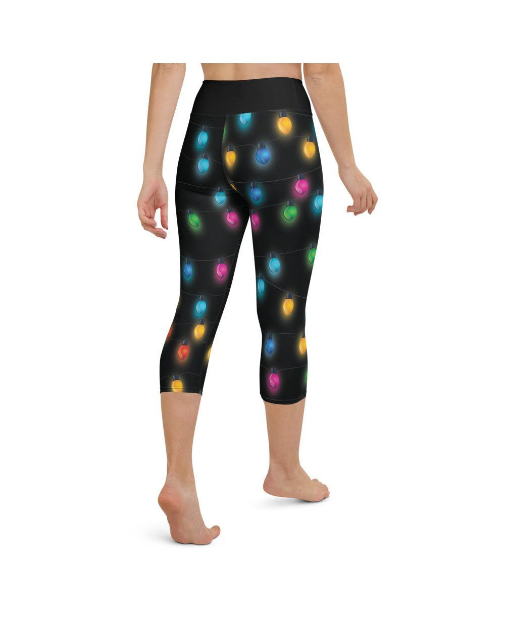 Womens Yoga Capris Christmas Lights Black/Yellow/Green | Gearbunch.com