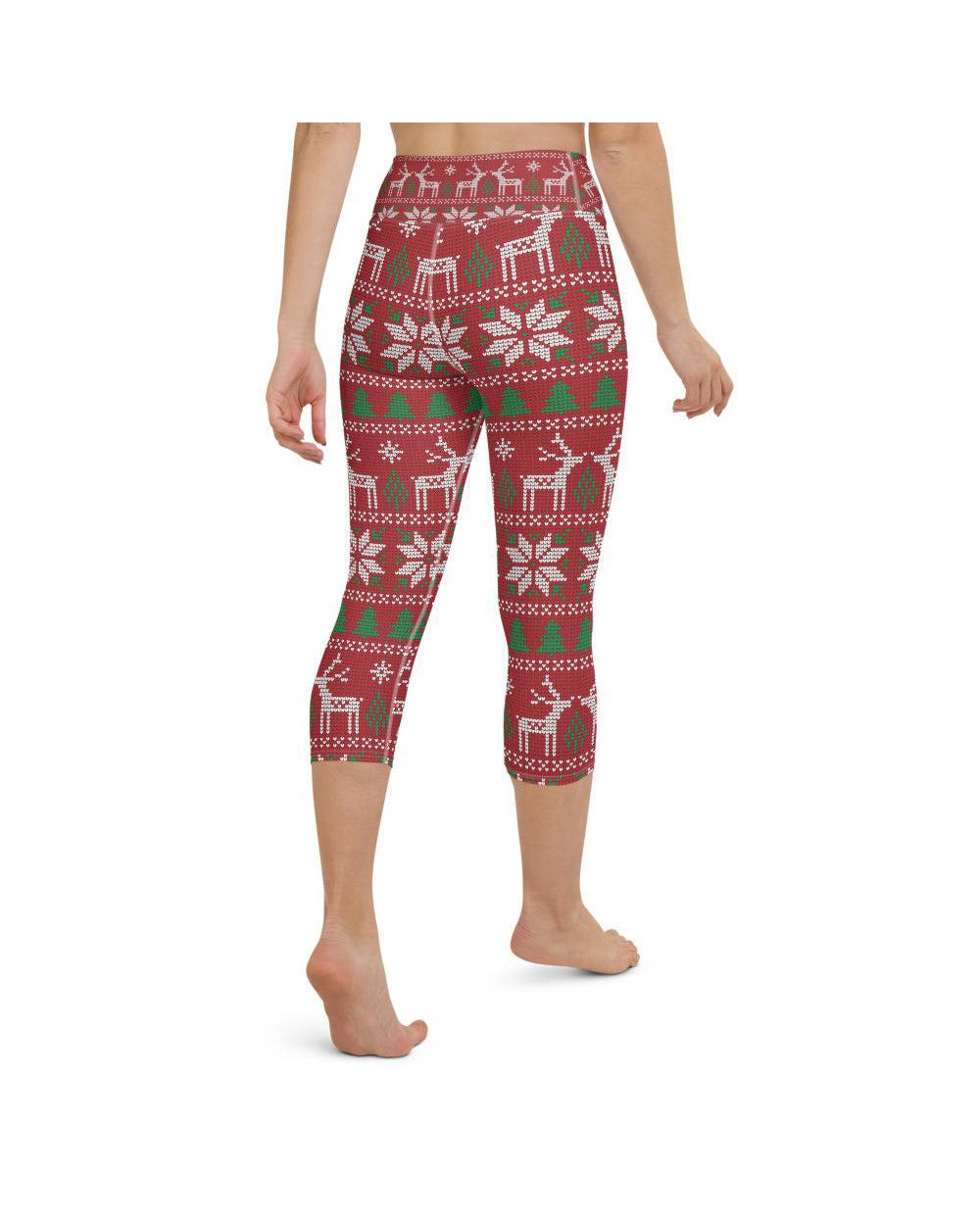 Womens Yoga Capris Red Ugly Christmas Red/Green/White | Gearbunch.com