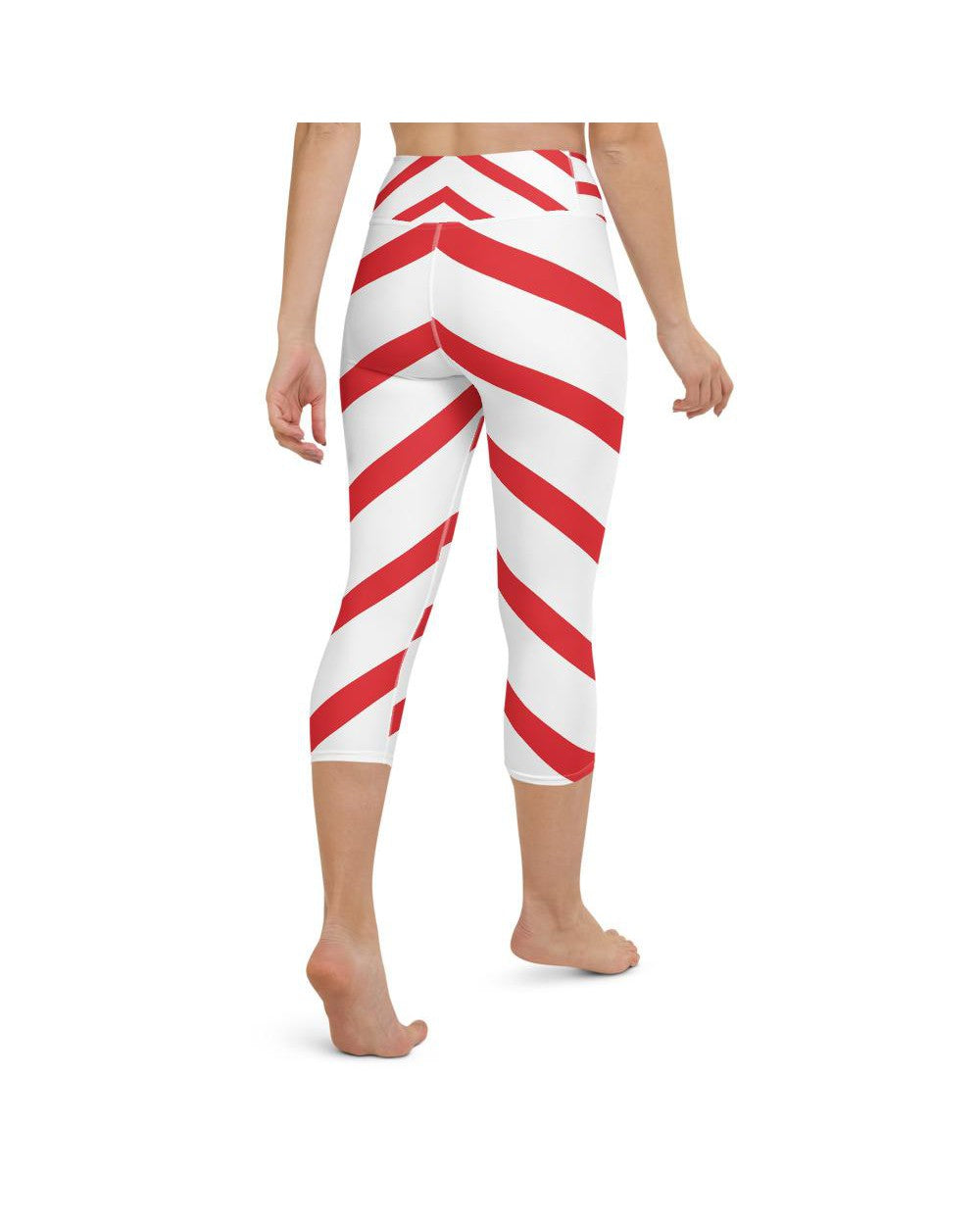 Womens Yoga Capris Candy Cane Red/White Gearbunch.com