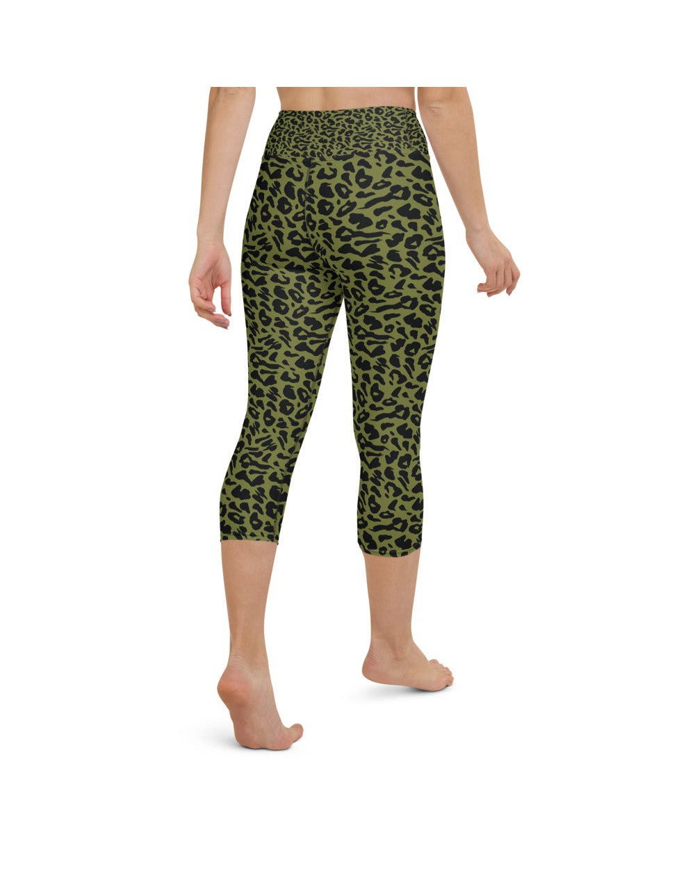 Womens Yoga Capris Olive Green Leopard Skin Green/Black | Gearbunch.com