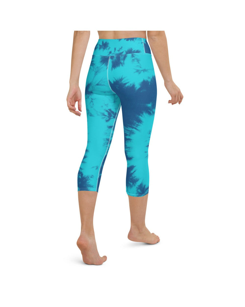 Womens Yoga Capris Blue & Aqua Tie Dye | Gearbunch.com