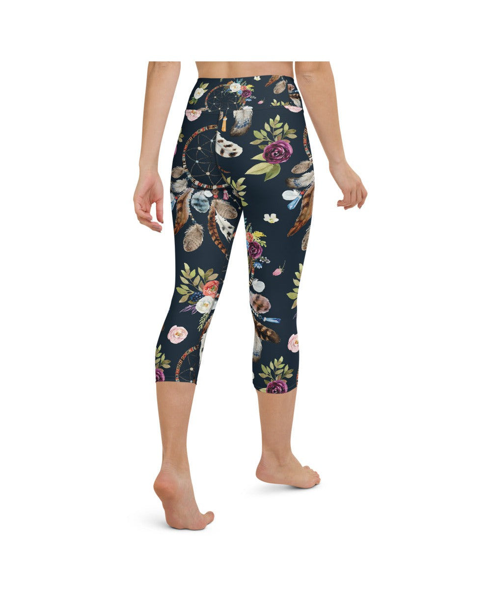  Womens Yoga Capris Boho Dreamcatcher and Flowers | Gearbunch.com