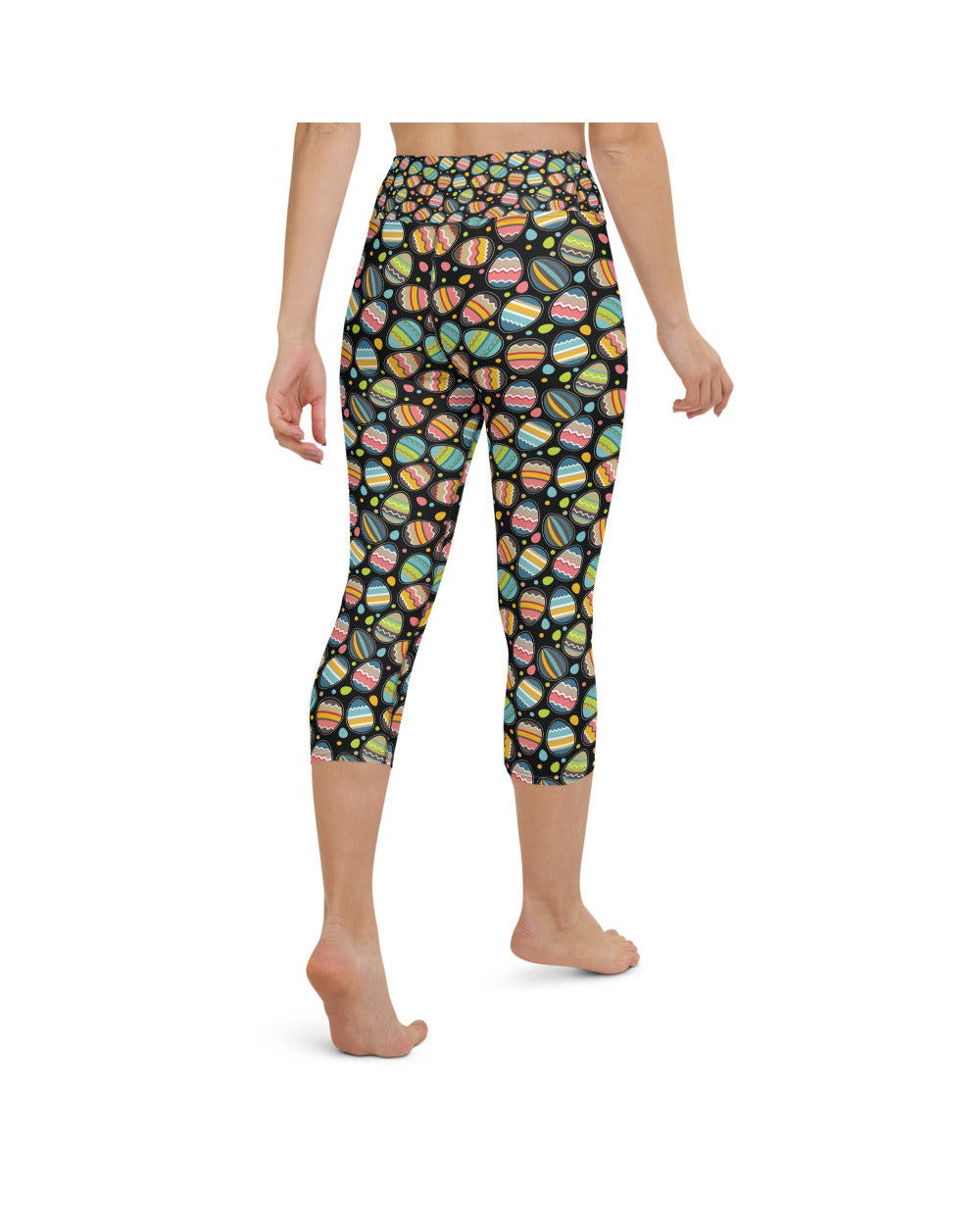 Womens Yoga Capris Easter Egg Black/Green/Pink | Gearbunch.com