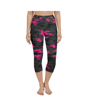 Dark Pink Camo Yoga Capris Gearbunch