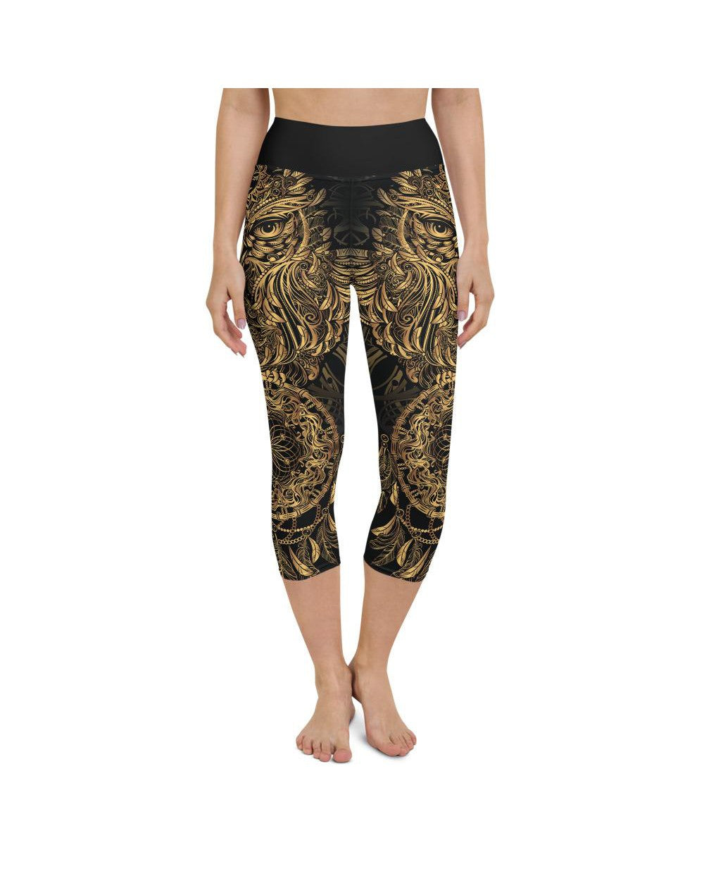 Golden Ornamental Owl Yoga Capris Gearbunch