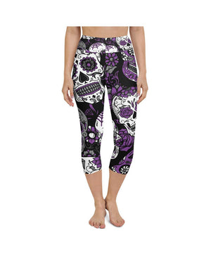 Purple Sugar Skull Yoga Capris Gearbunch