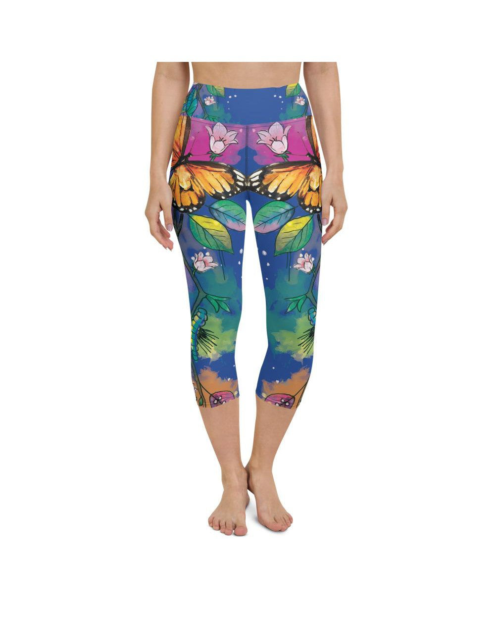 Blue Metamorphosis Yoga Capris Gearbunch