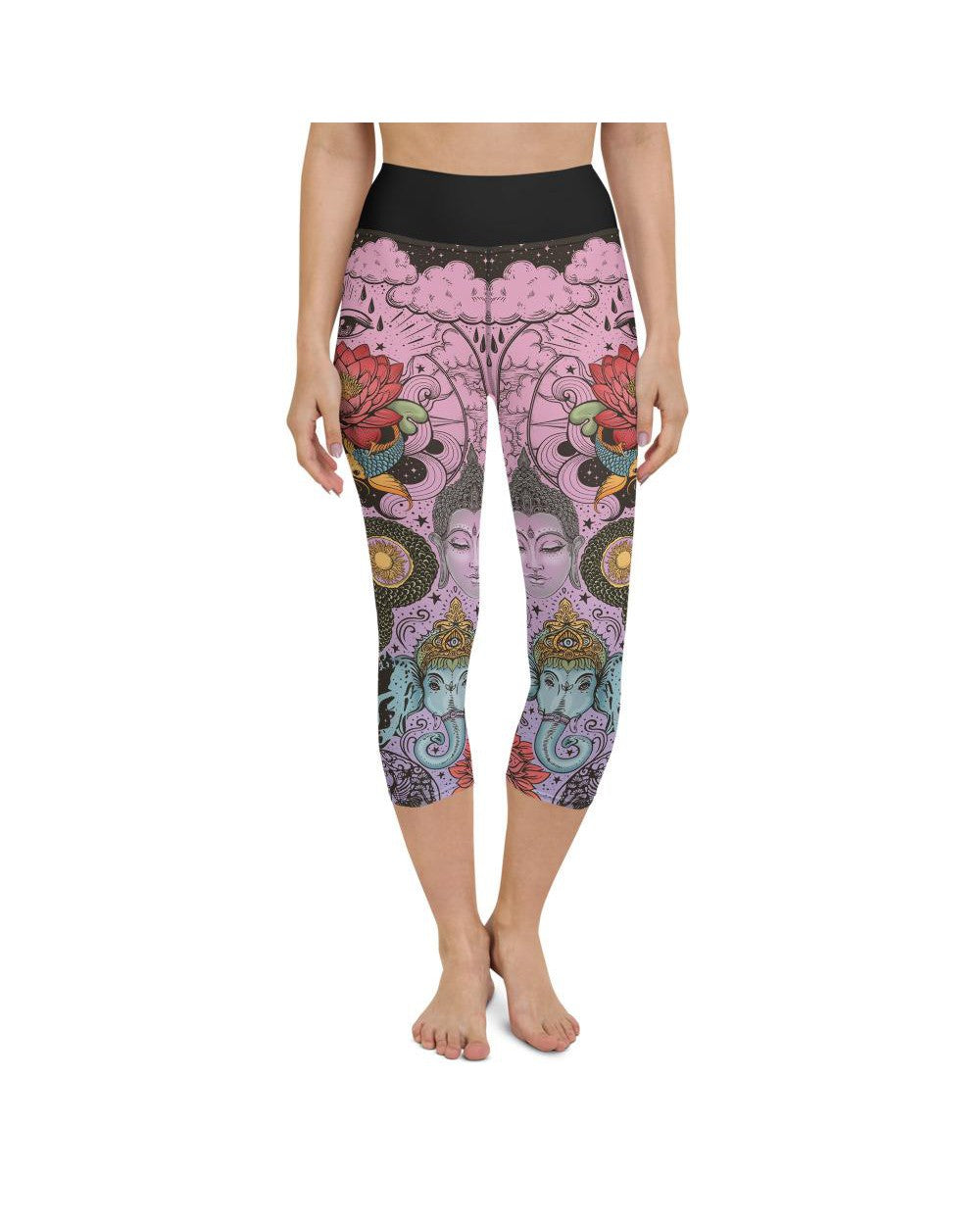 Pink Tattooed Lotus Yoga Capris Gearbunch