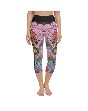 Pink Tattooed Lotus Yoga Capris Gearbunch