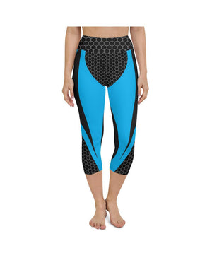 Blue Honeycomb Carbon Yoga Capris Gearbunch