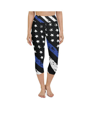 Thin Blue Line Yoga Capris Gearbunch