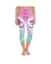 Yoga Capris - Womens Yoga Capris Bright OM White/Pink/Blue | Gearbunch.com