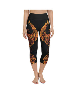 Womens Yoga Capris Phoenix Black/Orange/Red | Gearbunch.com