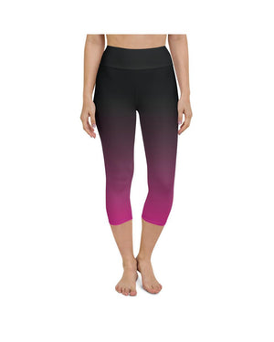 Womens Yoga Capris Ombre Black to Pink | Gearbunch.com