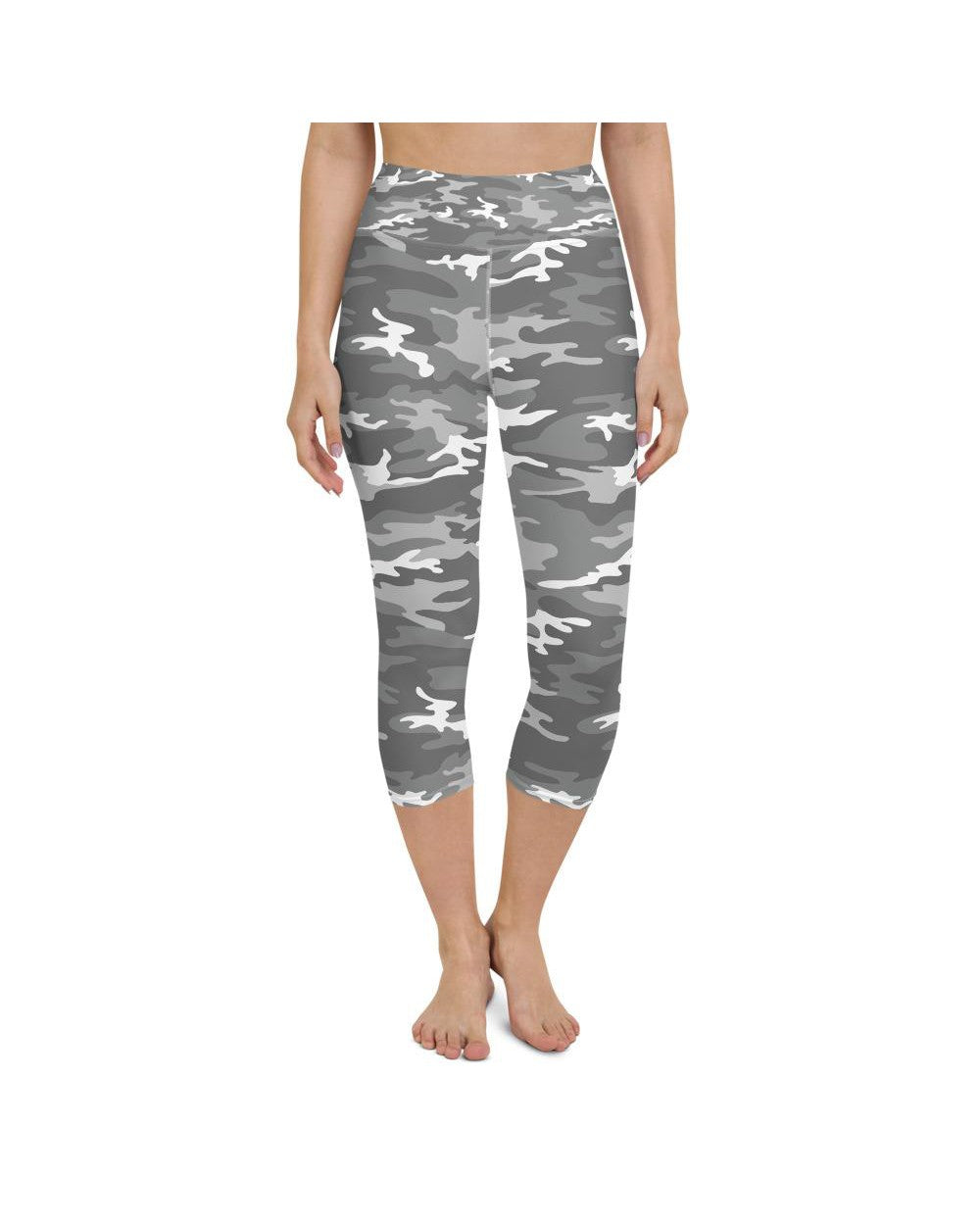 Womens Yoga Capris Light Grey Camo Grey/White | Gearbunch.com