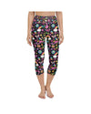 Womens Yoga Capris Peace and Love Black/Pink/Yellow | Gearbunch.com