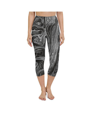 Womens Yoga Capris Grey Swirl Grey/White | Gearbunch.com