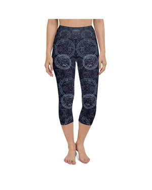 Womens Yoga Capris Witchcraft Blue/White | Gearbunch.com