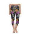 Womens Yoga Capris Faux Paillette Flower Grey/Green | Gearbunch.com