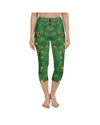 Womens Yoga Capris Realistic Christmas Tree Green/Gold | Gearbunch.com