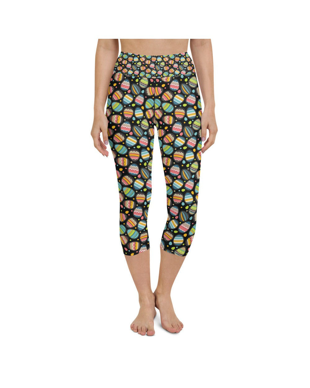 Womens Yoga Capris Easter Egg Black/Green/Pink | Gearbunch.com