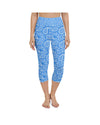 Womens Yoga Capris Blue & White Paisley | Gearbunch.com