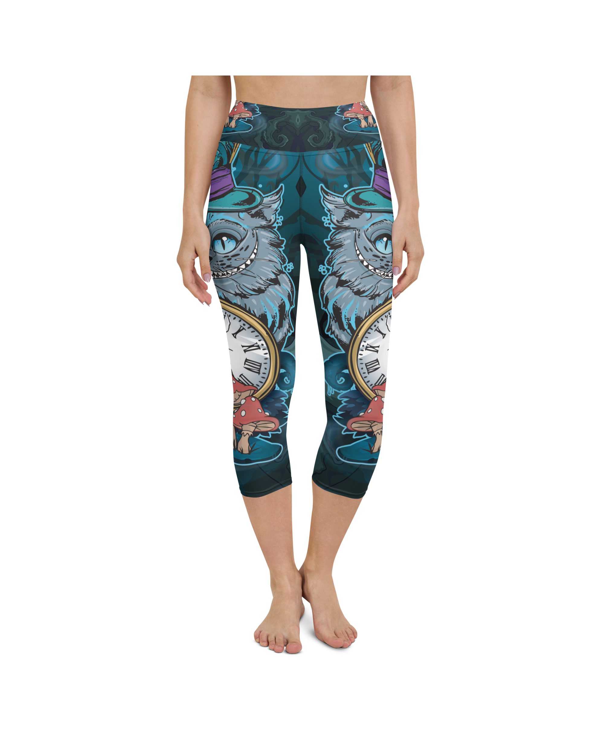 all over print yoga capri leggings white front 63479f565cac9