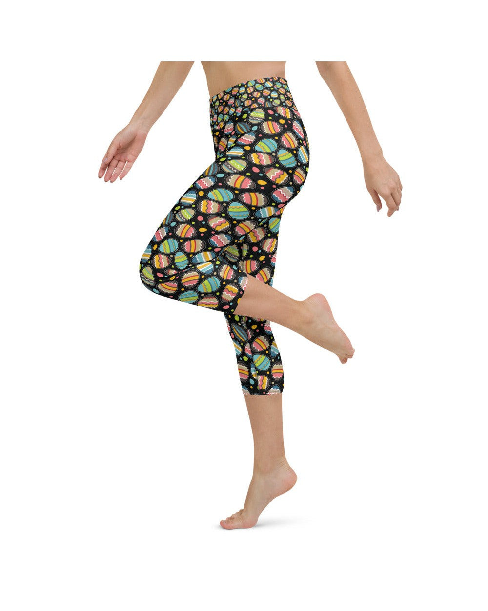 Womens Yoga Capris Easter Egg Black/Green/Pink | Gearbunch.com