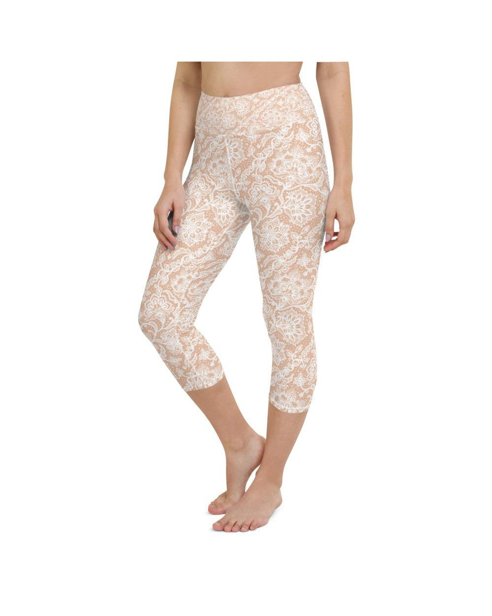 White Faux Lace Yoga Capris Gearbunch