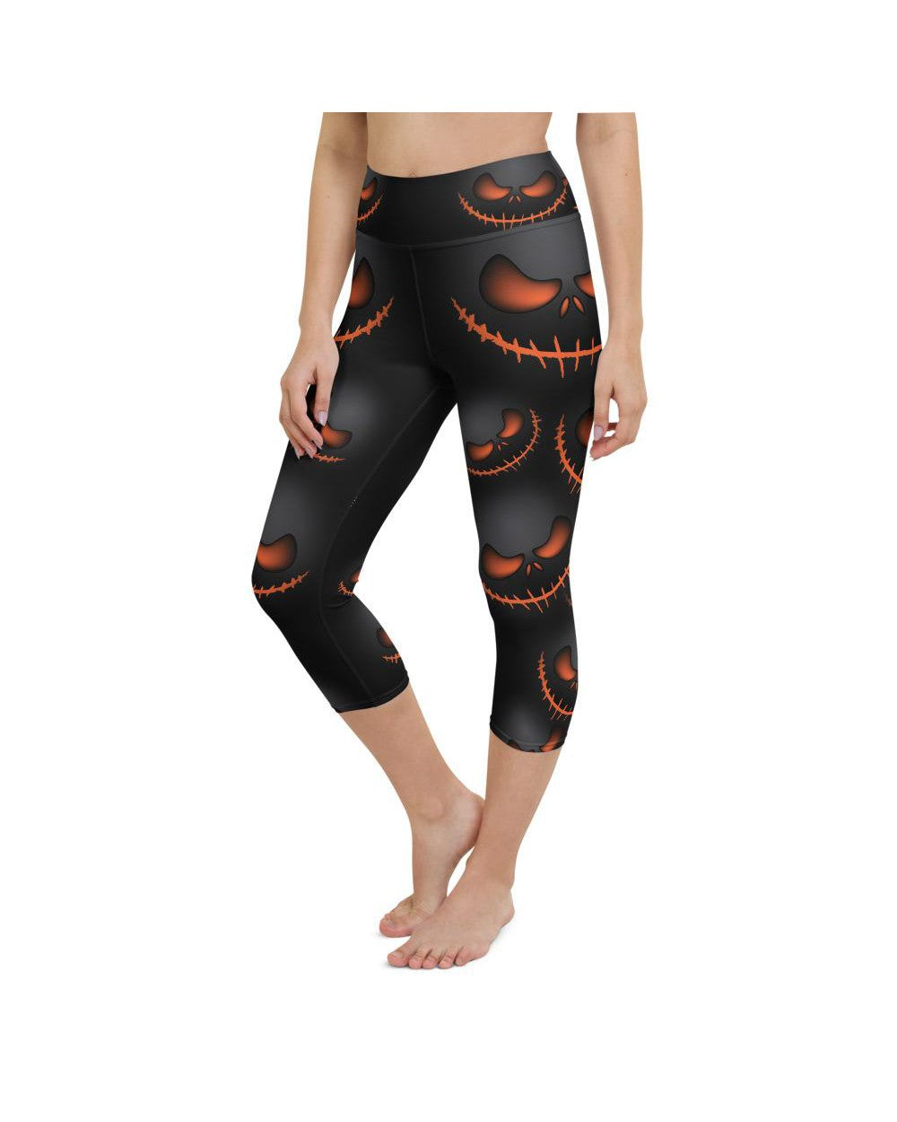 Halloween Evil Pumpkin Grin Yoga Capris Gearbunch