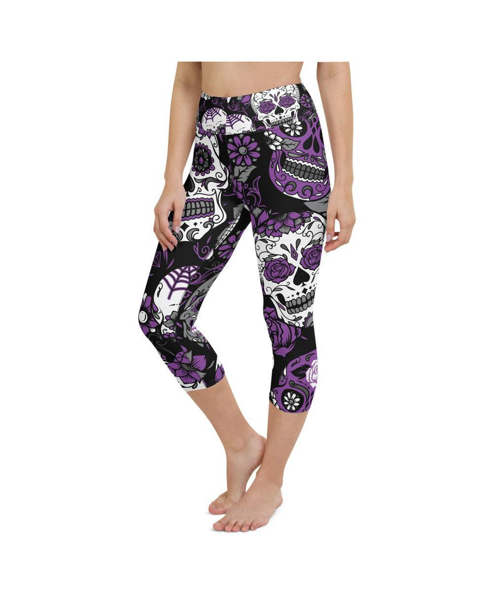 Purple Sugar Skull Yoga Capris Gearbunch