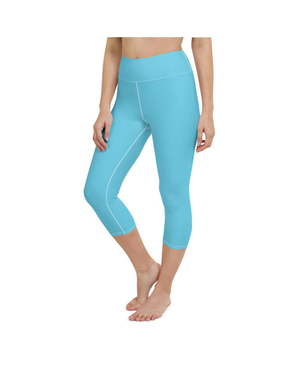 Solid Baby Blue Yoga Capris Gearbunch