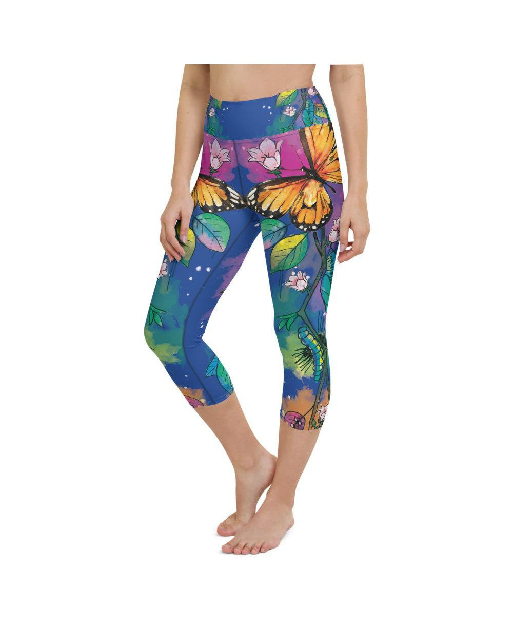 Blue Metamorphosis Yoga Capris Gearbunch