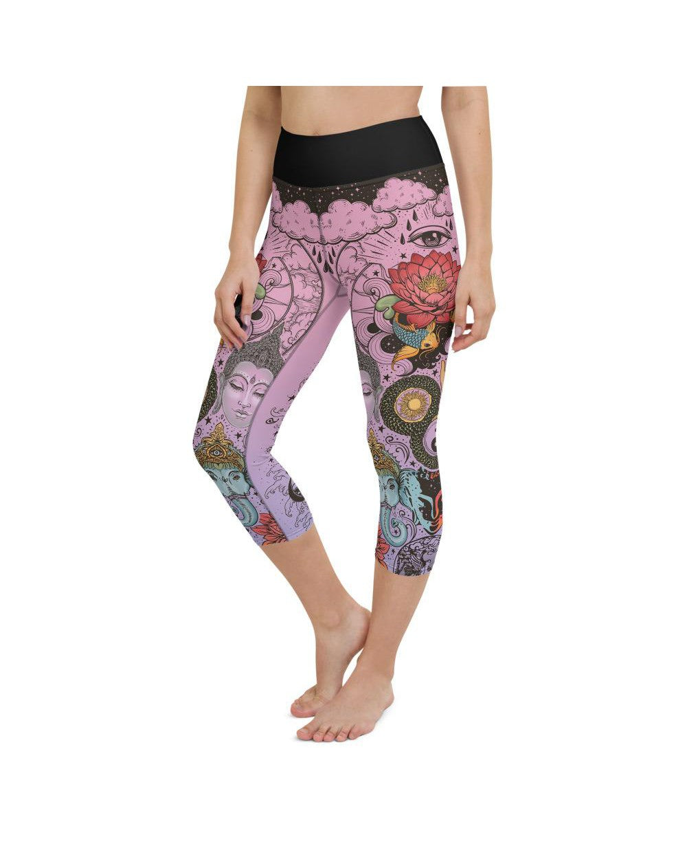 Pink Tattooed Lotus Yoga Capris Gearbunch