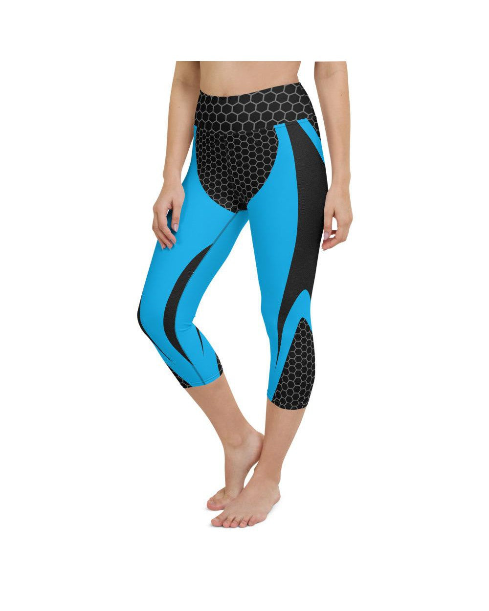 Blue Honeycomb Carbon Yoga Capris Gearbunch