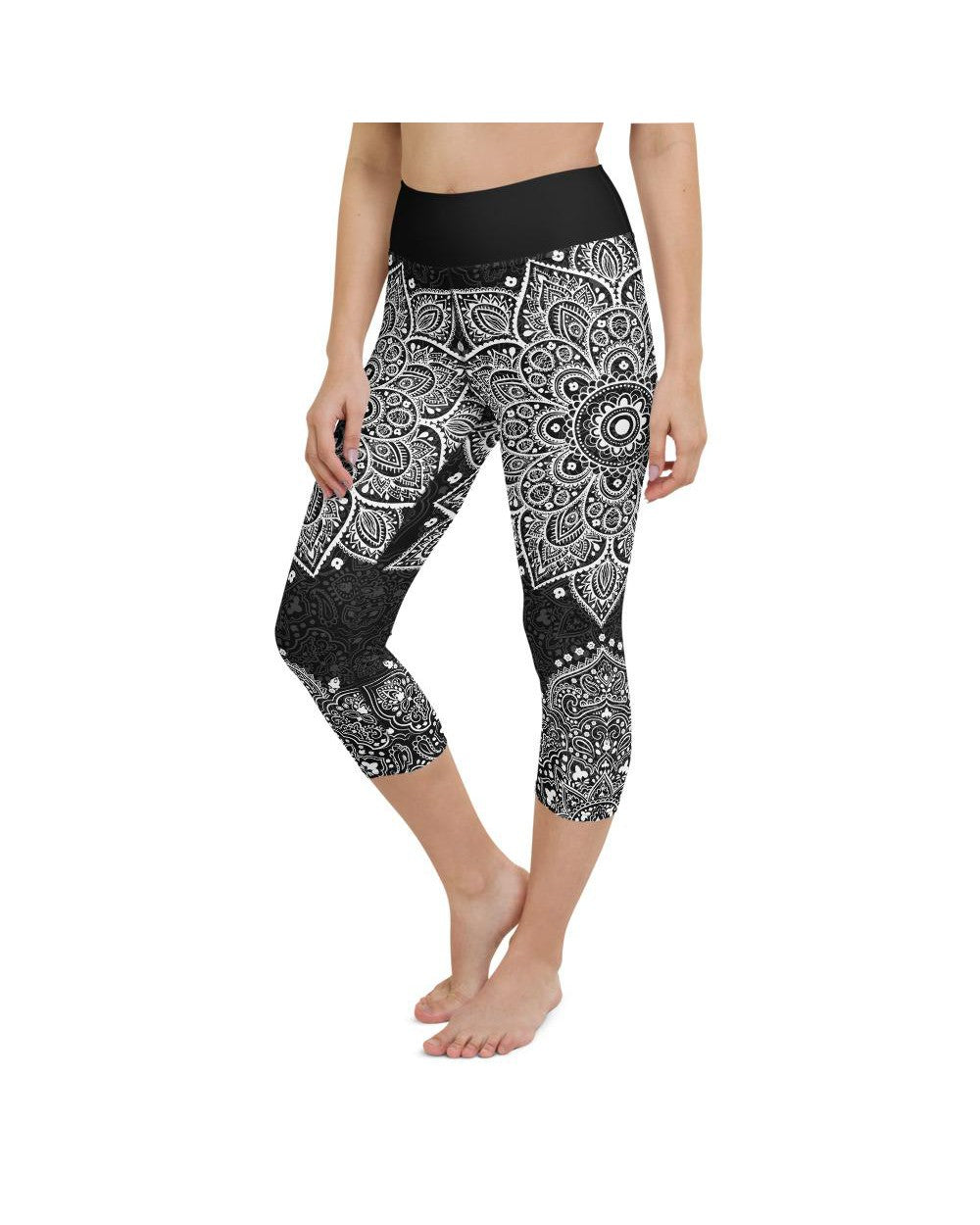 B&W Mandala Yoga Capris Gearbunch