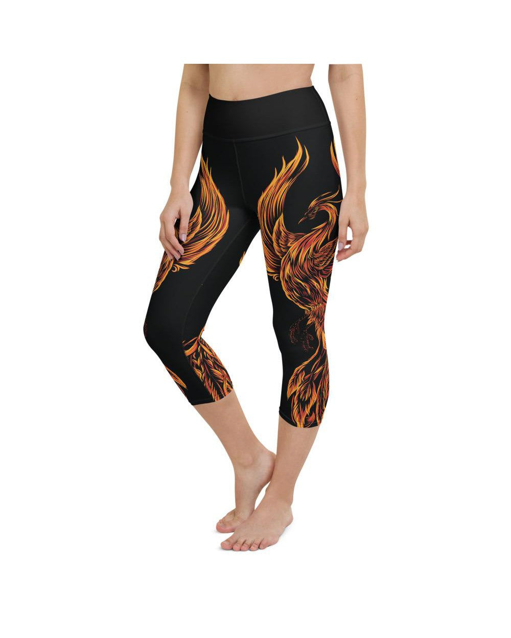 Womens Yoga Capris Phoenix Black/Orange/Red | Gearbunch.com