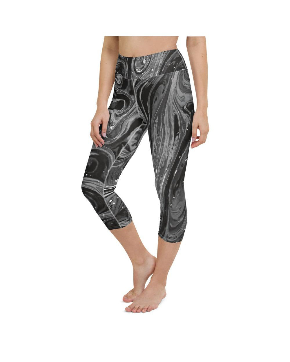 Womens Yoga Capris Grey Swirl Grey/White | Gearbunch.com