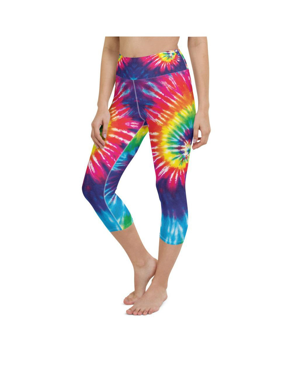 Womens Yoga Capris Tie Dye Swirl  Green/Purple/Yellow | Gearbunch.com