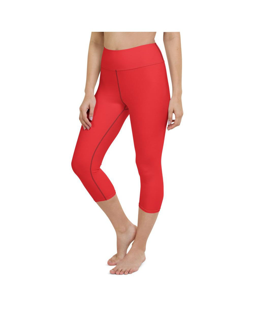 Womens Yoga Capris Solid Hot Red Yoga Capris | Gearbunch.com