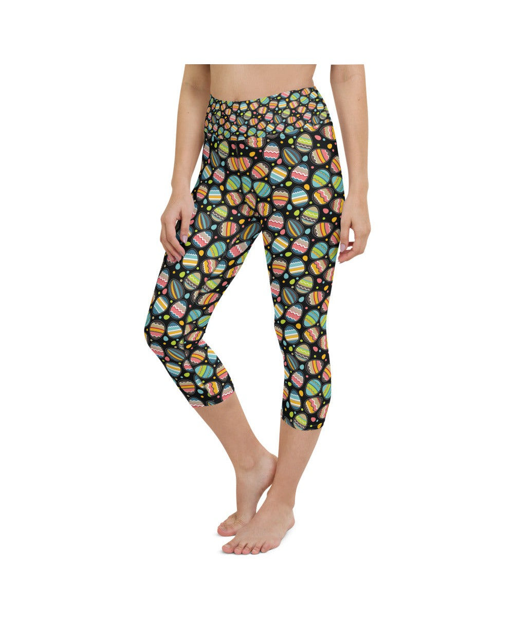 Womens Yoga Capris Easter Egg Black/Green/Pink | Gearbunch.com