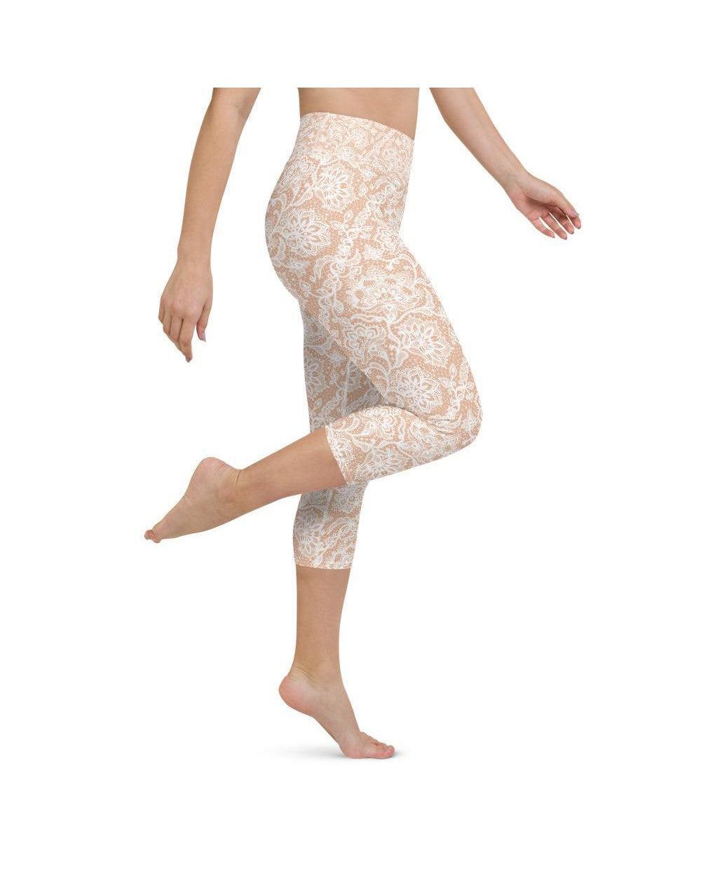 White Faux Lace Yoga Capris Gearbunch