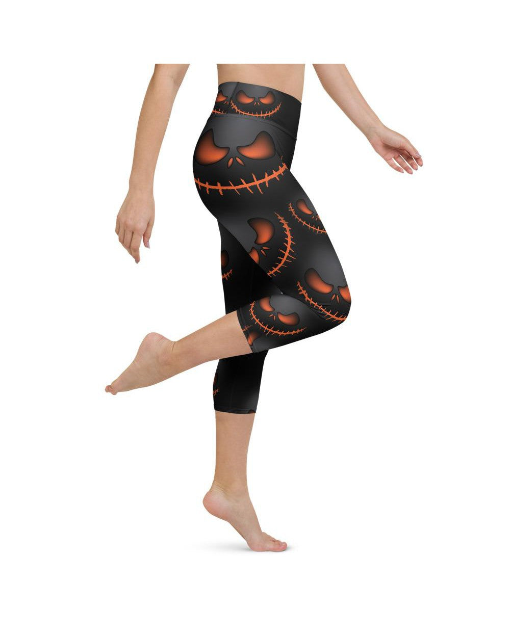 Halloween Evil Pumpkin Grin Yoga Capris Gearbunch