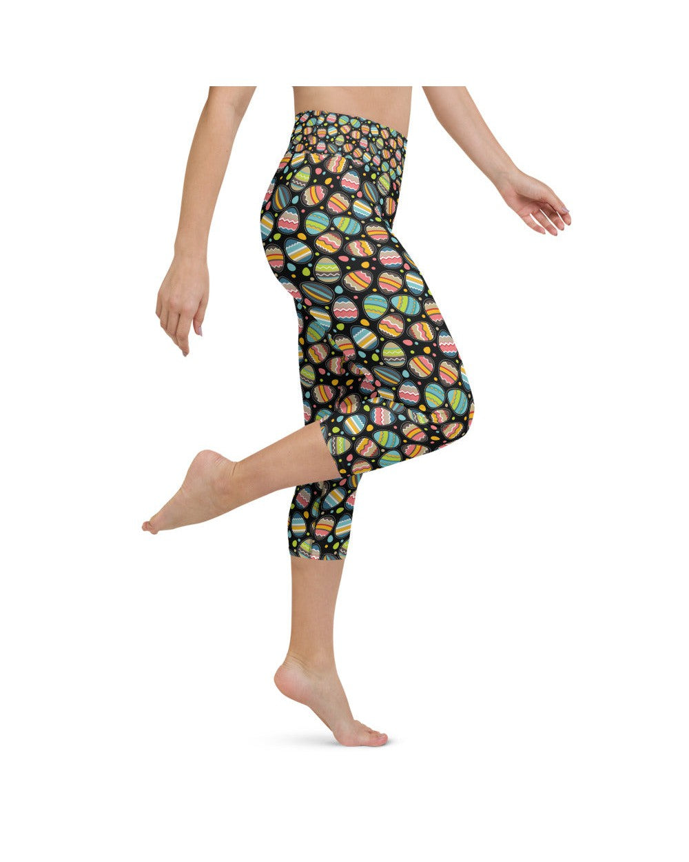 Womens Yoga Capris Easter Egg Black/Green/Pink | Gearbunch.com