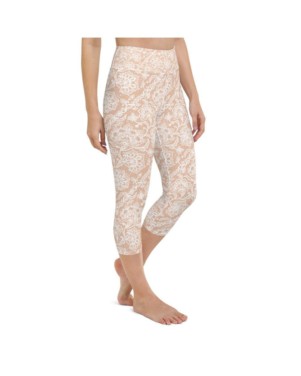 White Faux Lace Yoga Capris Gearbunch